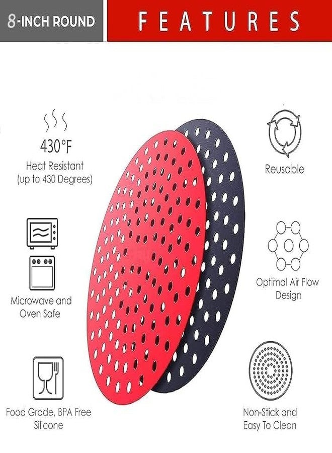WISHOME Silicone Air Fryer Liners 100% Food-Grade Silicone (Round 8 Inch(Pack of 2)) - Image 5